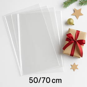 Celofan – arkusze 50×70 cm • 50 szt. • przezroczysta folia do pakowania • GrandDeco