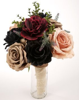 Bukiet suszonych i sztucznych roślin, sztuczne kwiaty, róże pastelowe suszony zatrwian