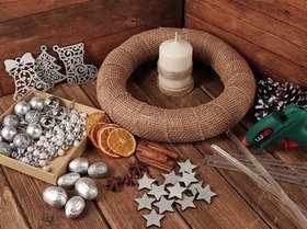 CHRISTMAS DIY garland headdress DIY candle SILVER