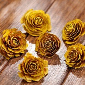 Cedar Wood Roses 6 pcs./pack Yellow