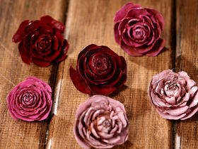 Cedar Wood Roses 6 pcs./pack heads pink