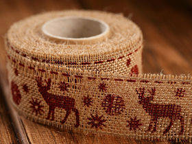 Christmas ribbon brown Reindeer 4 cm / 3 yd