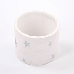 Ceramic cylinder white with stars 9 / 10 cm