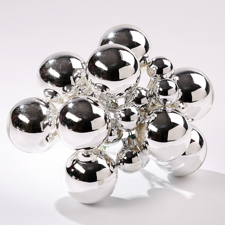 Glass balls on wire, 20mm, silver, bunch of 18 pcs