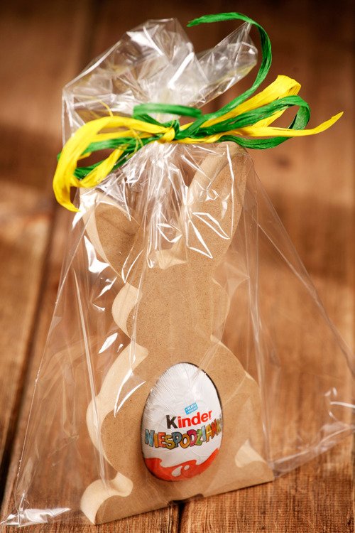 Wooden hares with a hole for a chocolate egg 18.5 cm-3 pcs / pack 