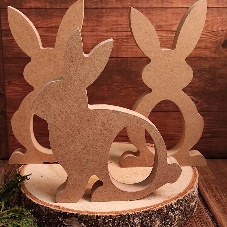 Wooden hares with a hole for a chocolate egg 18.5 cm-3 pcs / pack 