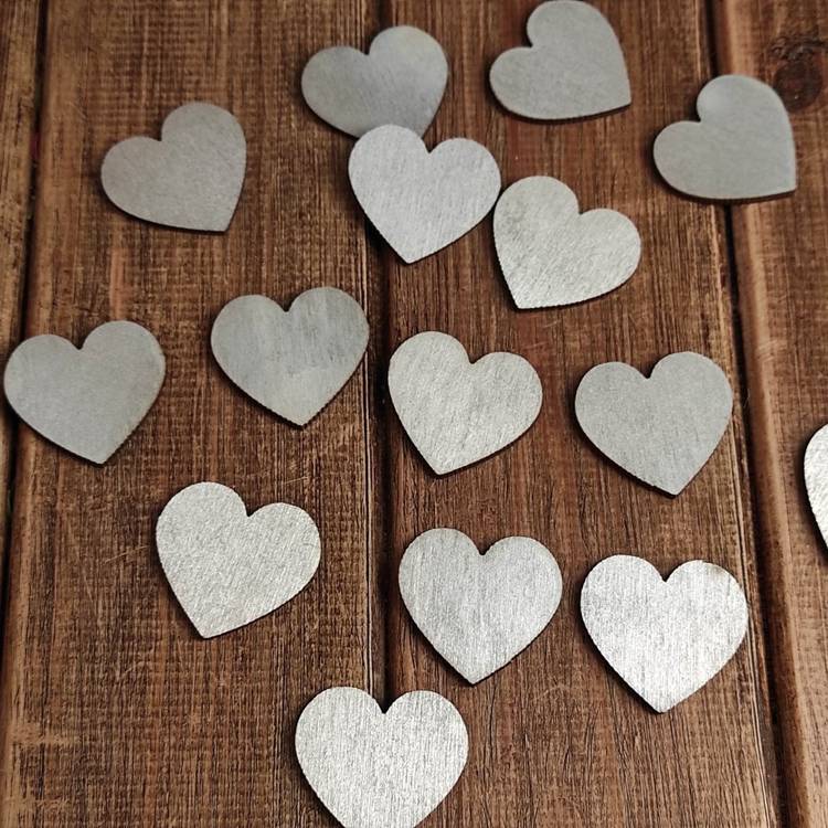 Wooden silver hearts 12 pcs / pack PROMOTION