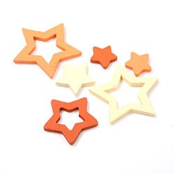 Wooden stars 2, 3, 6 cm mix 144 pcs / set