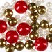 Pearls, decorative beads 50g white, gold and red 