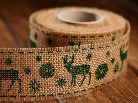 Weihnachtsband grüne Rentiere 4 cm / 3 yd