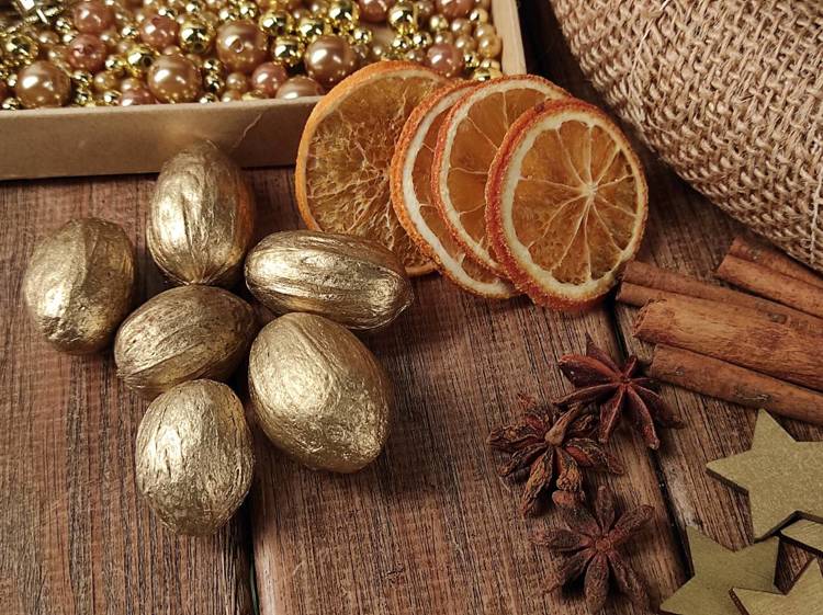 WEIHNACHTEN DIY Girlande Kopfschmuck DIY Kerze GOLD