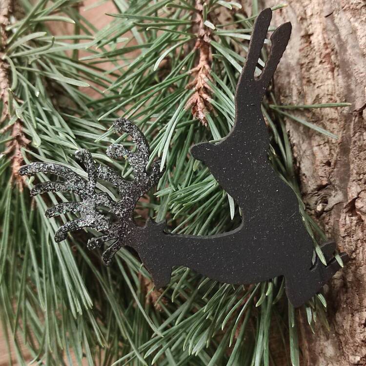 Weihnachts Hirsch Anhänger aus Holz Schwarz 4/6 cm