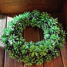 Door wreath. Green cones wreath 25 cm