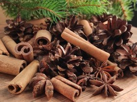 Winter potpourri with cinnamon, pine cones, anise