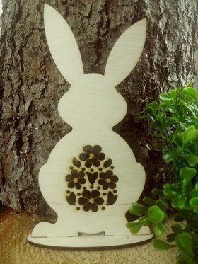 Wooden standing hare 15 cm