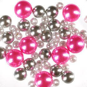 Originelles Set (K) Perlen 50 g ca. 250 Stck silbern-weiß-rosa