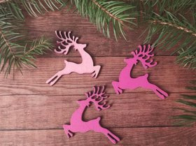 Christmas decorations wooden reindeer running 7 cm 3 pcs / pack