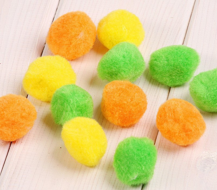 Cotton balls, green orange, yellow mix (12pcs/pkg)