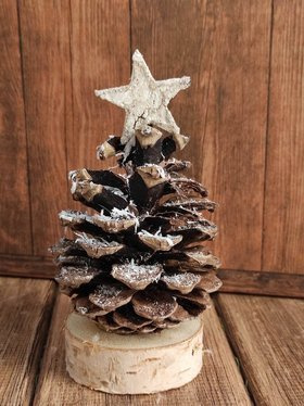 Winter headdress, pine cone on a birch base 8-16 cm