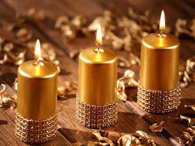 Diamond gold candle 60/80 mm