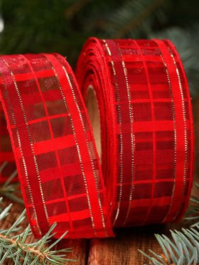 Ribbon woven, translucent 4cm /2. 5m red