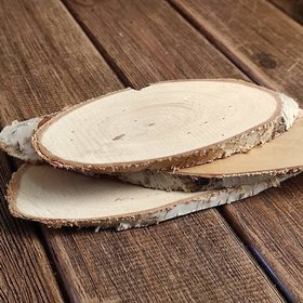 Wood slices for decoration birch 10-20 cm thick. 1-2 cm pack of 3