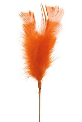 Feathers on stick (3 pcs) 34 cm, orange