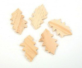 Wooden leaves, 12 pcs/pkg