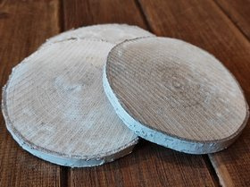 Wood slice for decoration, birch 10-12 cm thick. 1-2 cm pack of 3