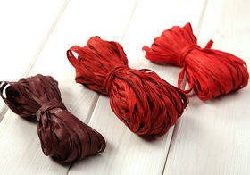 Raffia 3x 15m / W:2cm RED-BROWN-CLARET