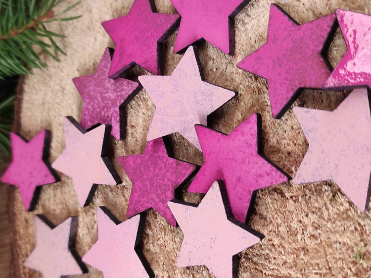 Wooden Christmas decorations, Wooden stars 3 cm-12 pcs / pack