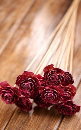 Bouquet of 6 Cedar Wood Roses Floral Picks Pink