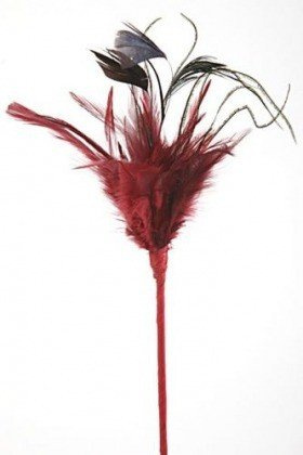 Feathers on stick, maroon, 45 cm