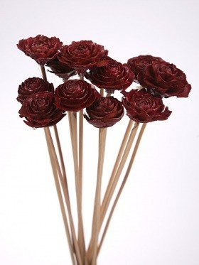 Bouquet of 6 Cedar Wood Roses Floral Picks Claret