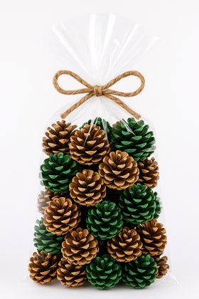 Szyszki dekoracyjne 60 szt ciemna zieleń i brąz – zestaw GrandDeco DIY święta