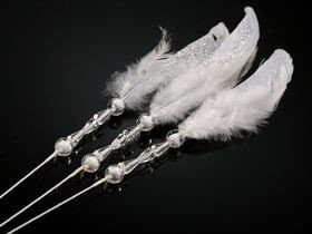 Silver feather with cristalls on stick