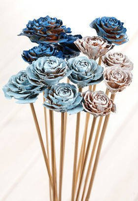 Bouquet of 6 Cedar Roses White-Blue