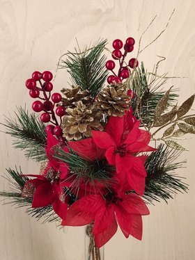 Christmas bouquet red and gold 45 cm