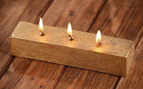 Rustic candle 40/50/200mm gold