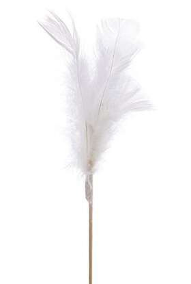 Feathers on stick (3 pcs) 34 cm, white