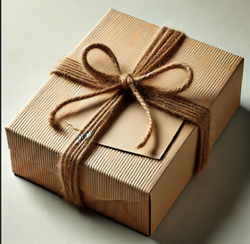 Gift box filled with wood wool 10x 21 x 37.5 cm