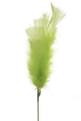 Feathers on stick (3 pcs) 34 cm, green