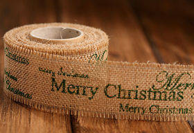 Christmas ribbon green Merry Christmas 4 cm / 3 yd