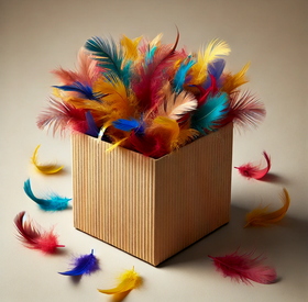 Feathers in box - dark pink