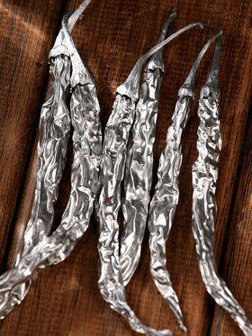 Dried peppers 6/pkg  14-18 cm - silver-plate