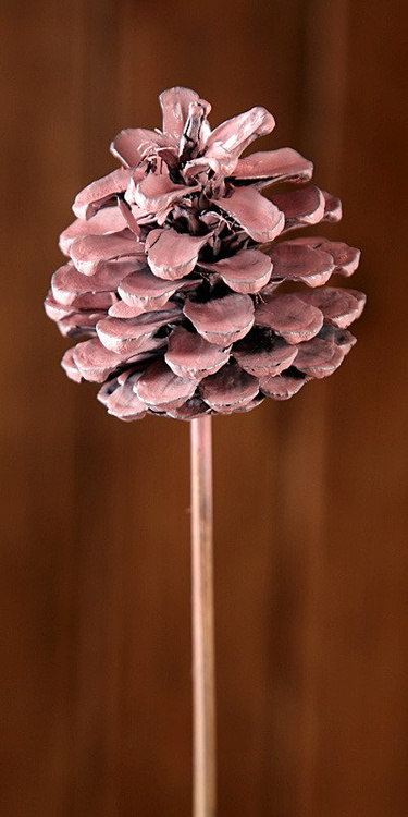 Zapfen am Stäbchen, 3 Stücke, 7cm/50cm - rosa