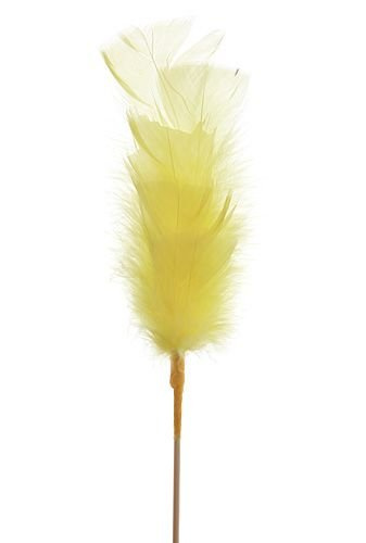 Feathers on stick (3 pcs) 34 cm, yellow