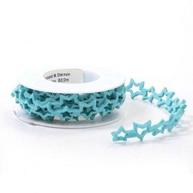 Felt garland on spool - stars, azure, 2,5 cm, 200 cm