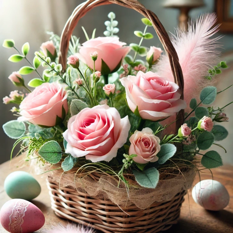 Artificial flower Rose on a branch - pink