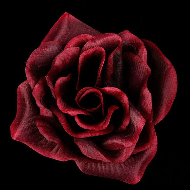 Artificial roses, developed, head, maroon - 3 pcs / pack